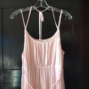 Pink gauze and lace maternity or maxi dress